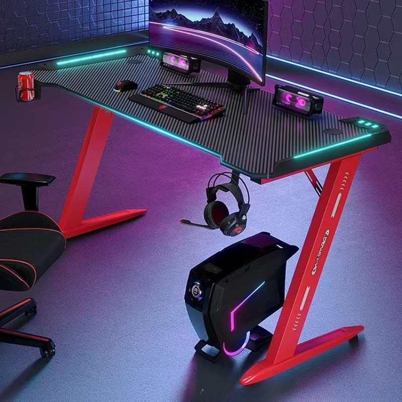 Esports Gaming Cafe - Rgb Koolstofvezel Omgevingslicht Gaming Bureau Esports