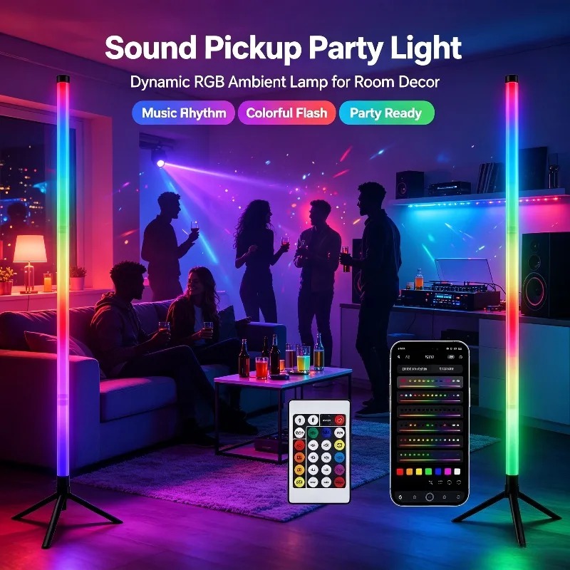 Esports Gaming - 2 stuks 120CM RGB vloerlamp, geluidsgevoelige