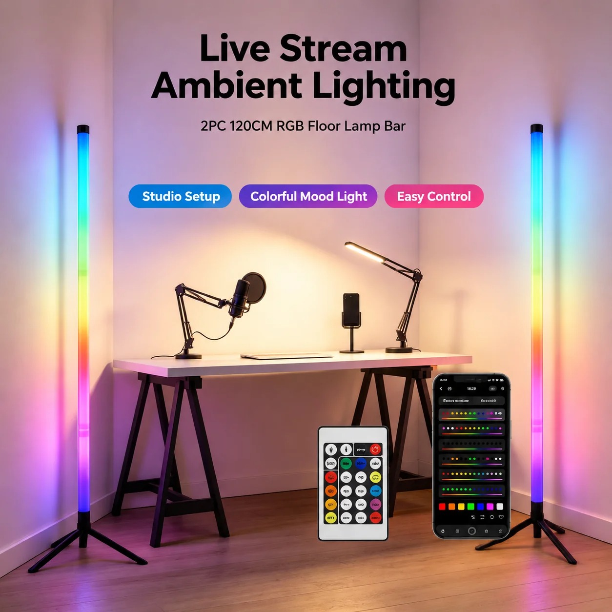 2 stuks 120CM RGB vloerlamp, g - Esports Gaming recensie en prijs