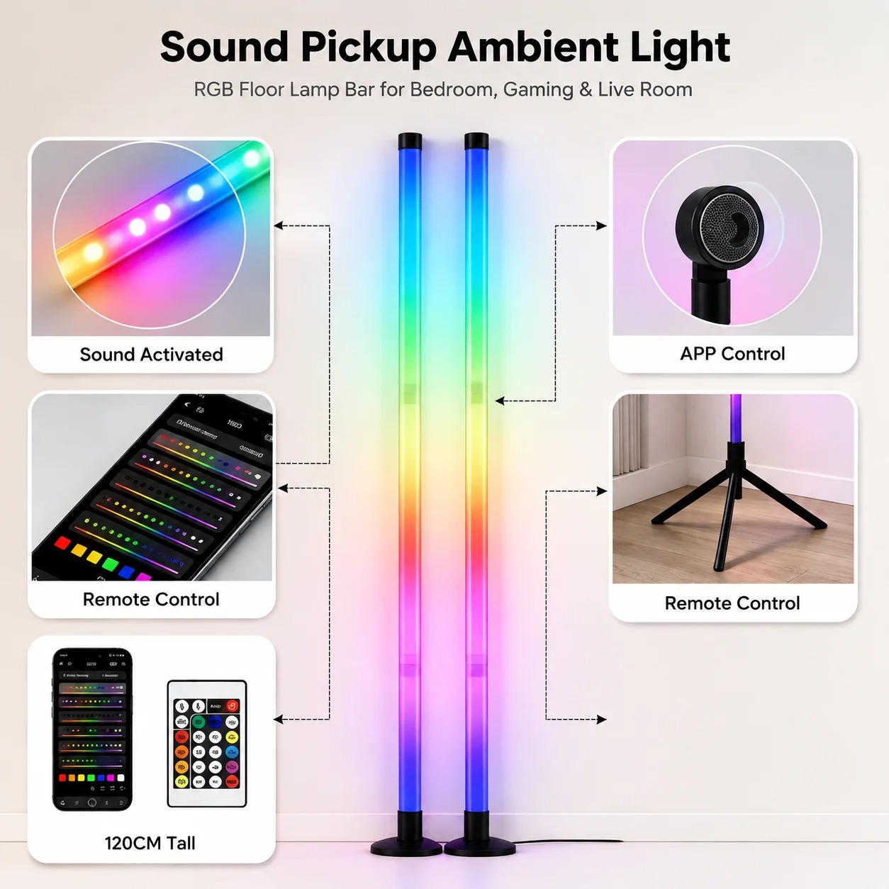 2 stuks 120CM RGB vloerlamp, g - Esports Gaming recensie en prijs