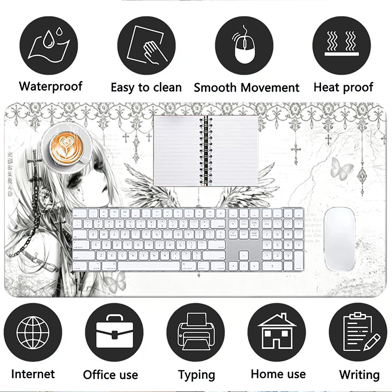 Leren muismat Zwart Wit Anime  - Esports Gaming Keyboard recensie en prijs